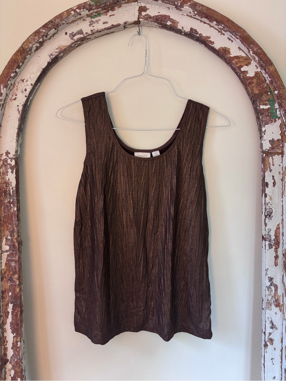 Chico's Shimmery Bronze Scoop Neck Tank
